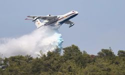 Azerbaycan'dan gönderilen amfibi uçak, Manisa'daki yangına müdahale etti