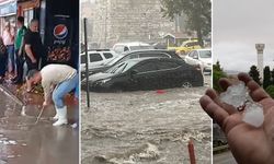 Çanakkale 10 dakikada bu hale geldi! Yollar adeta göle dönerken, ceviz büyüklüğünde dolu yağdı